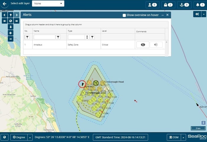 SeaPlanner Marine Management System provides users with rules-based safety alerts including intrusion and speed restrictions