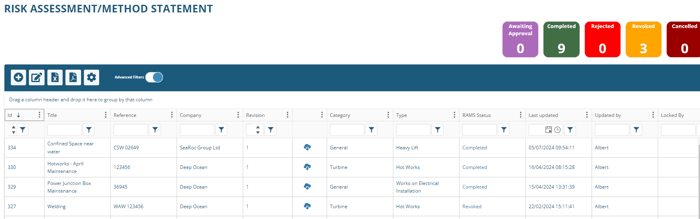 RAMS can be centralized in an online portal in SeaPlanner Safe System of Work