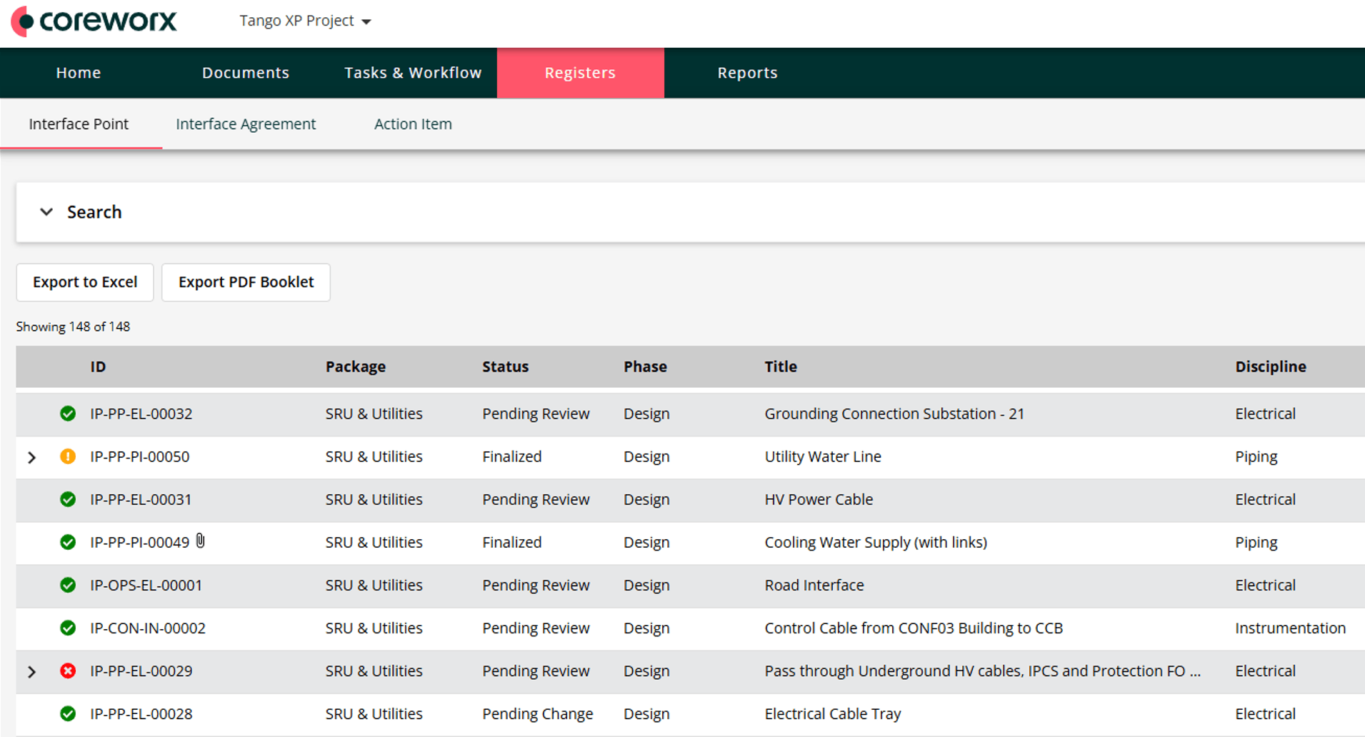 Coreworx Interface Connect's interface risk indicators enable quick identification of at-risk interfaces and help surface issues early