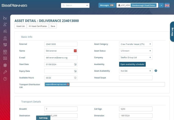 SeaPlanner allows contractors to manage their own vessels' information and certification