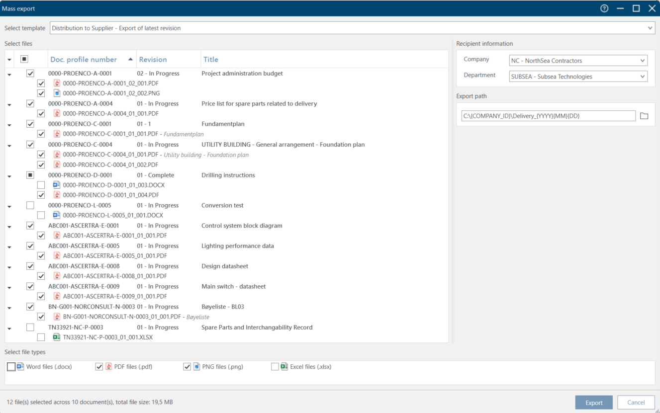 Mass Export allows for one-click generation of document sets in Proarc 7.5