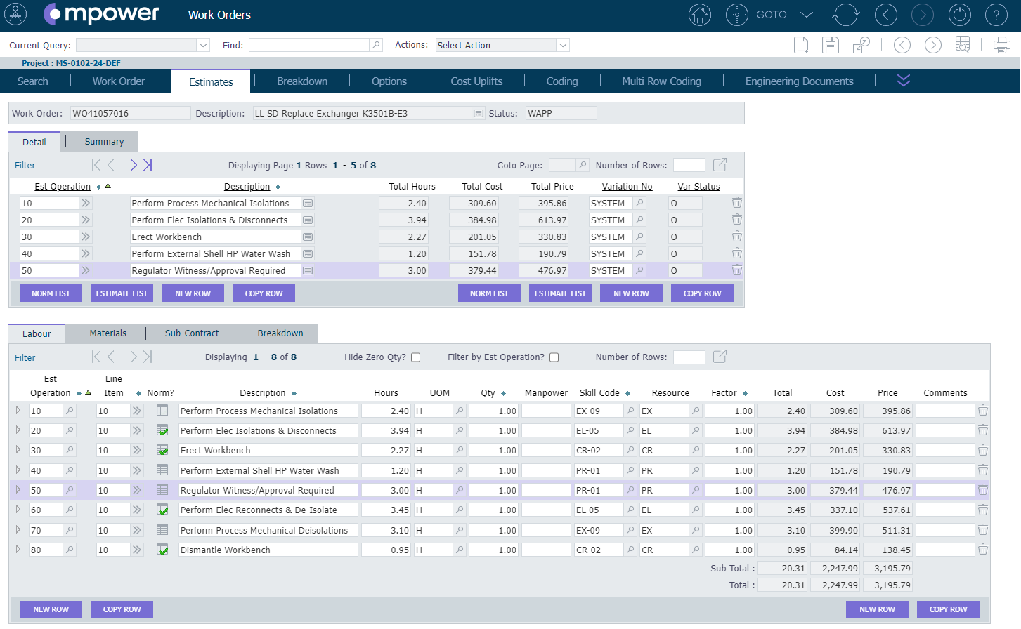 Mpower_Work_Orders_and_Estimates_screen