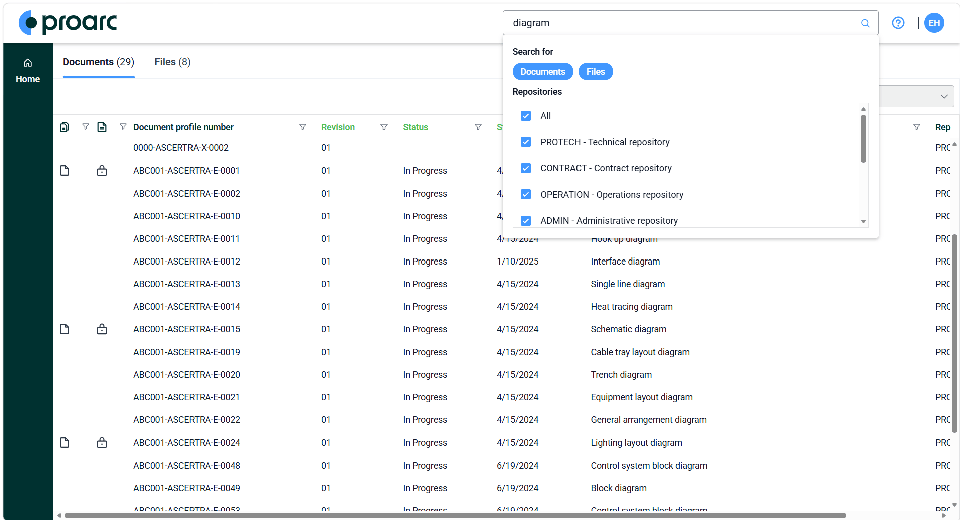 Modern UI Search makes document searching more effective for users in Proarc 7.6