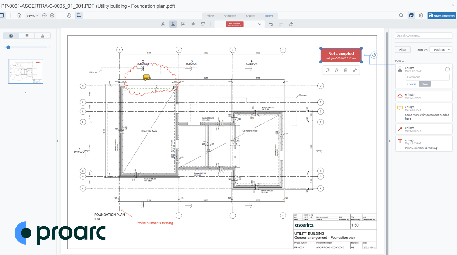 Real-time commenting and markup creation to enhance collaboration are major document management benefits from Proarc ProView