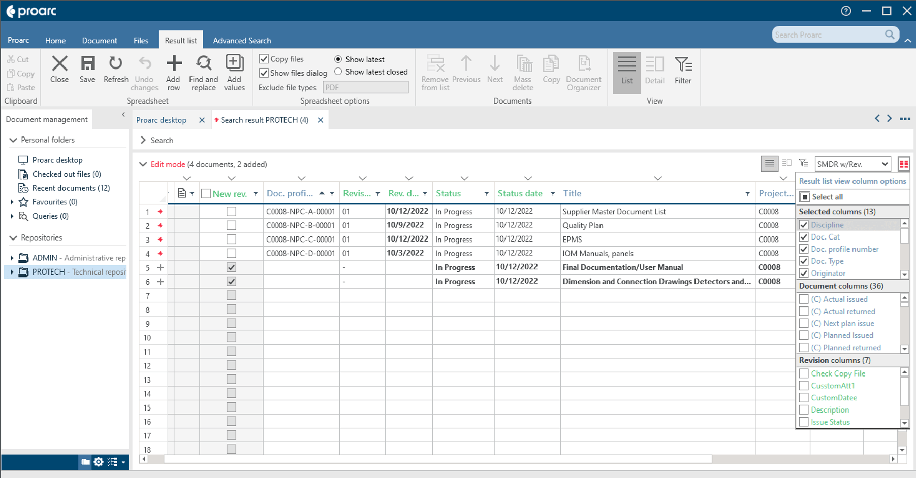 Revision Column Proarc EDMS 7.4 Release - Dashboards, Xrefs, and Bulk Updates