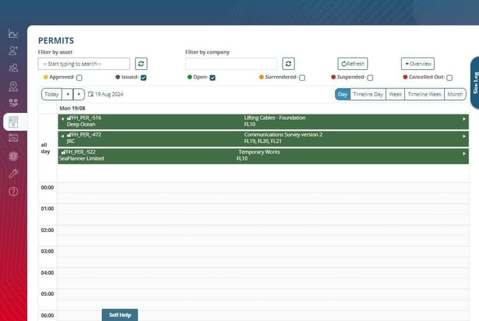 SeaPlanner's permits provide users with instant visibility of KPIs, tasks, and status