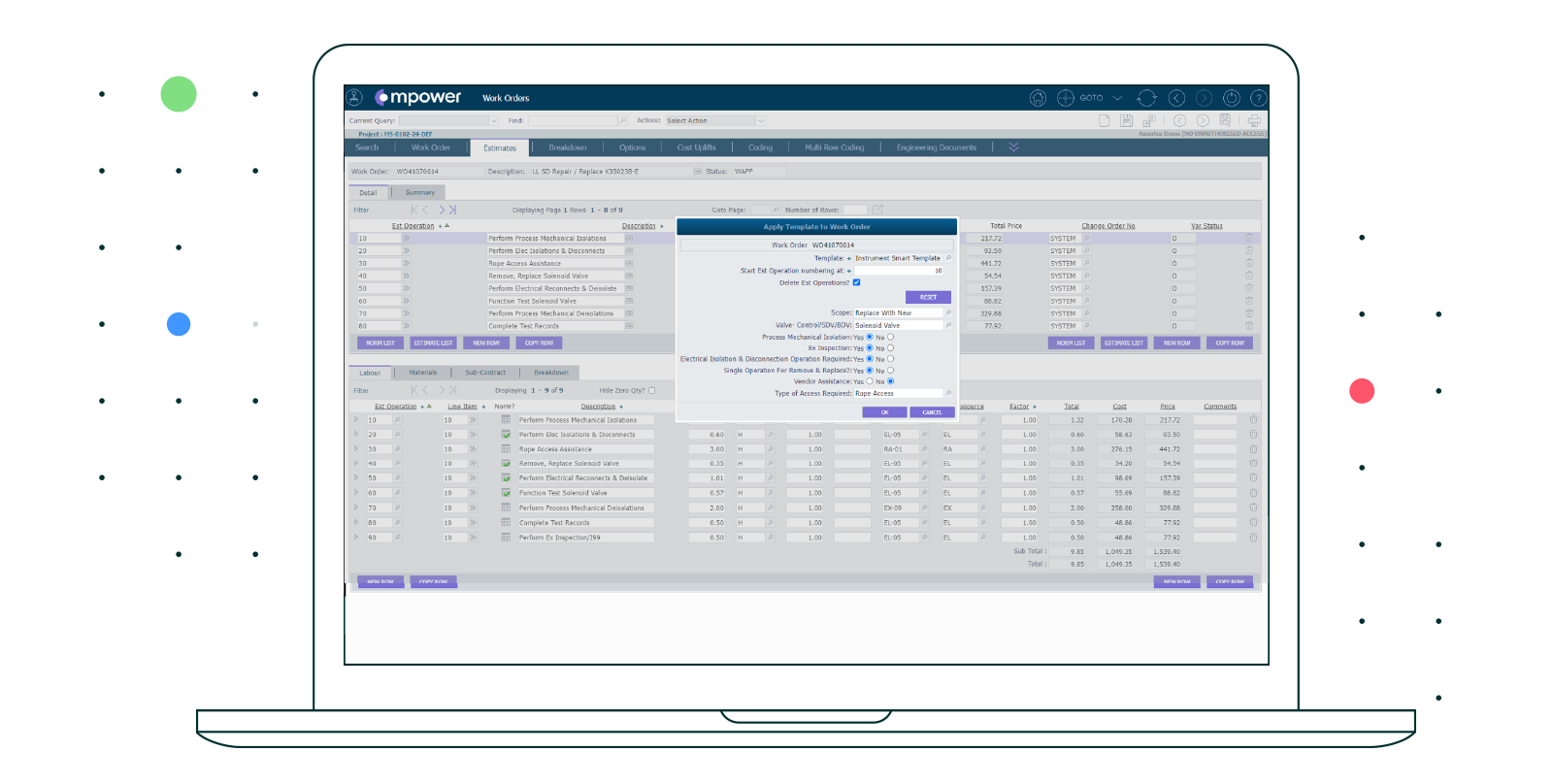 Mpower_Work_Order_Estimates_Screen_Apply_Template