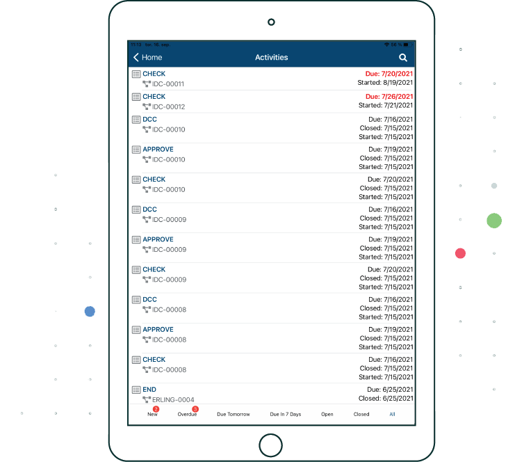Proarc Mobile - Activities Screen